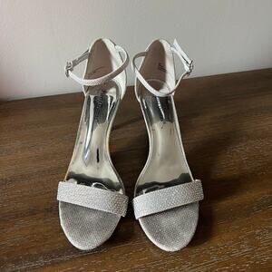 Pierre Dumas Woman’s Margaret 3 Silver 3” Heels Ankle Strap Dress Shoe- Size 9M